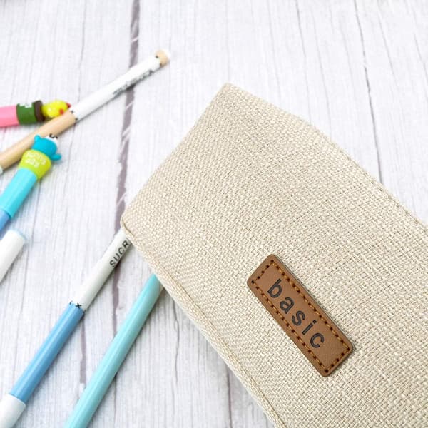 Kynäkotelo Koulukynäkotelo Pieni Taskukynäkotelo Yksivärinen Kynäpidike Beige