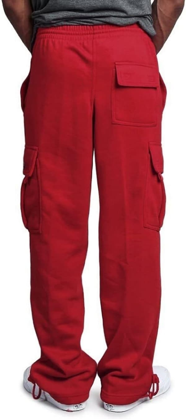 Herrebukser Bomull Joggebukser Med Elastisk Midje Vide Ben Cargobukser Pustende Varme Vinter Sweatpants One size One size