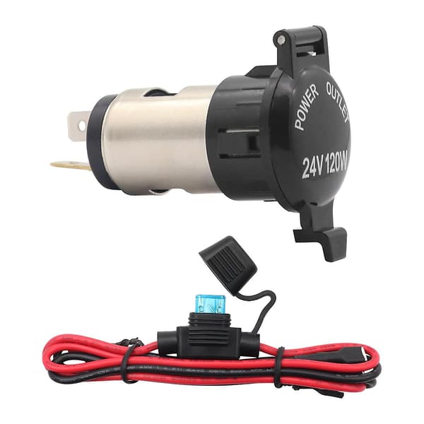 12v 24v 120w Waterproof Power Socket for Motorcycle Boat Car Socket Plug with 60cm Fuse & Cable