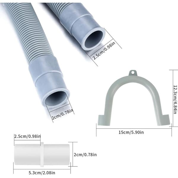 Washing Machine Drain Hose, Universal Drain Hose, 2M Dishwasher Extension Hose with Bracket and Hose Clamp