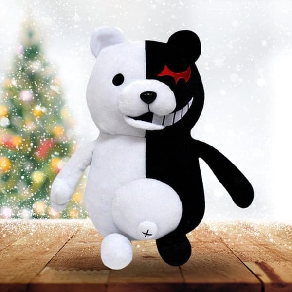 25CM Plush Anime Doll, Black White Teddy Bear Cosplay Figure DXGHC