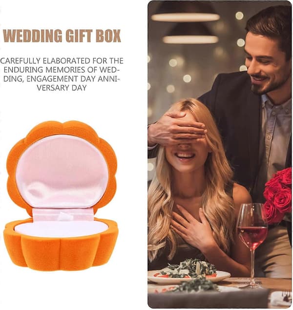 2 stk Plys Ring Display Etui Græskar Design Ringboks Smykkeskrin Halskæde Ørering Ringholder, Orange