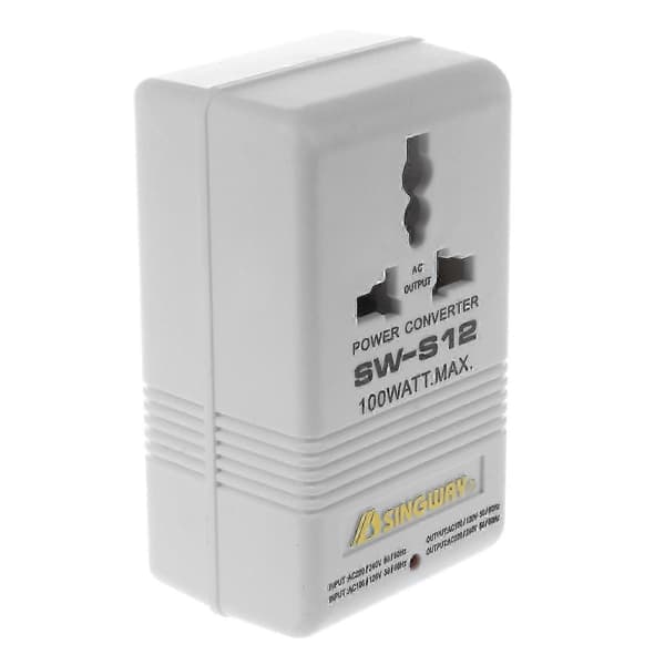 100W 110V/120V til 220V/240V Opp/Ned Transformator Spenningsomformer Reise Hvit [DB]