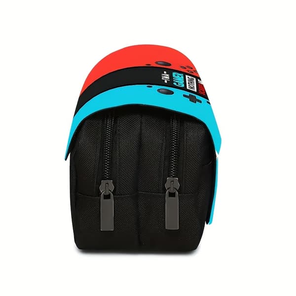 1 pc Game Console Theme Black Double-Layer Flip Pencil Case, Double Compartment Stationery Bag