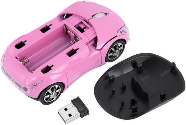 Wireless Mouse, 2.4G Wireless Mouse with USB Receiver, Car Wireless Optical Mouse 1600 DPI for Laptop PC Tablet Gaming Office (Pink)