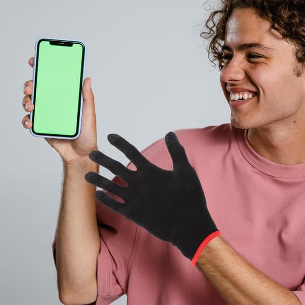 Gaminghandsker med touchfingre, åndbare, sorte, 1 par