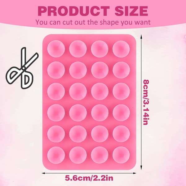 2 Pieces Silicone Suction Cup Phone Case Adhesive Mount, Suction Cup Phone Case Holder Non-Slip Hands-Free Mount (Pink)
