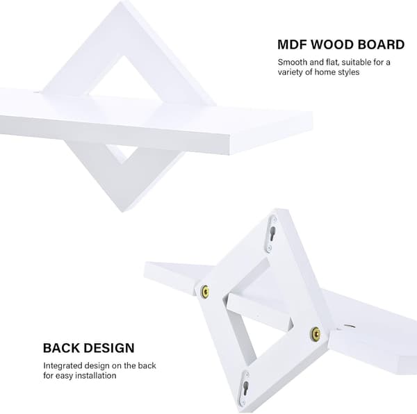 Wall Shelves Set of 3, Floating Wooden Shelves, Maximum Load 9 kg