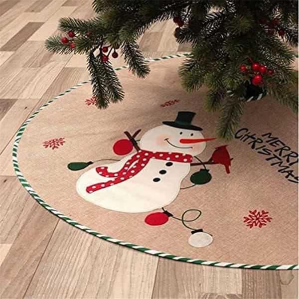 Christmas Tree Skirt Christmas Tree Ornament Grid Style Soft Christmas Tree Mat Santa Claus Pattern