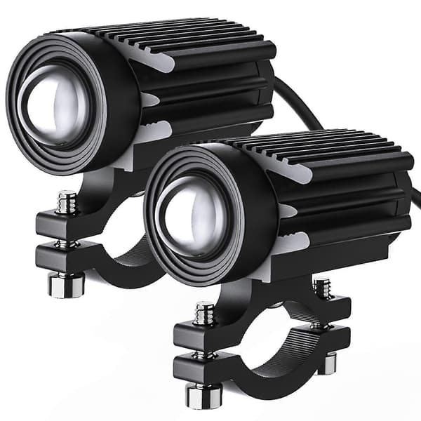2st Motorcykel LED Extraljus 12000lm Trefärgad Mini Strålkastare Dimljus 60w 6000k [DB]