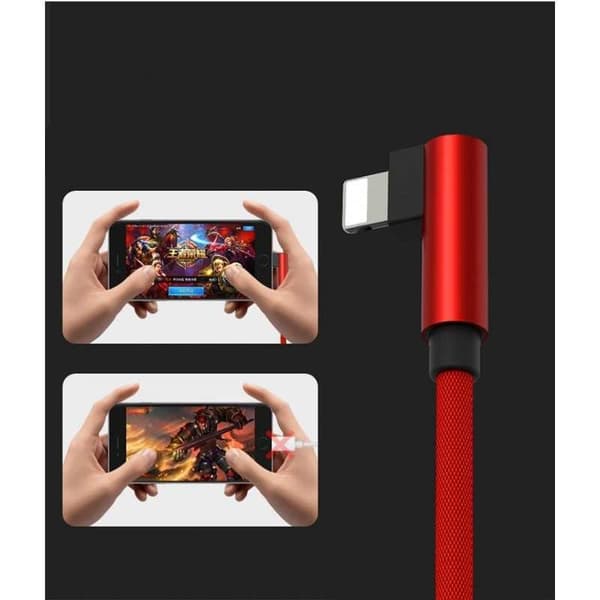3m Hållbar Flätad Metallisk Lightning-kabel Snabbladdning 3.0 Röd lightning Röd lightning