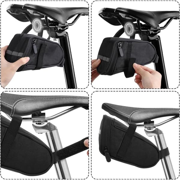 Reflective Waterproof Hardcase Saddle Bag, Compact Bikepacking for Road MTB & Foldable