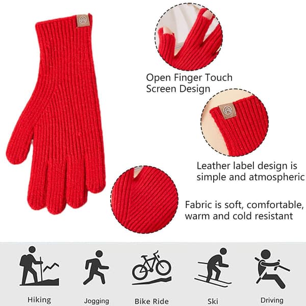 Vinterhansker for menn kvinner - Berøringsskjerm Kaldt vær Termisk Rød KLB