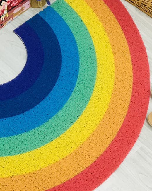 Stribet bademåtte i farver Halvrund Mikrofiber skridsikker og Ab