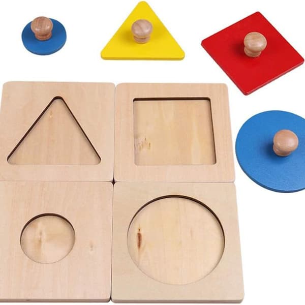 Geometrisk puslespilbræt Montessori Flere former Pusleknap KLB
