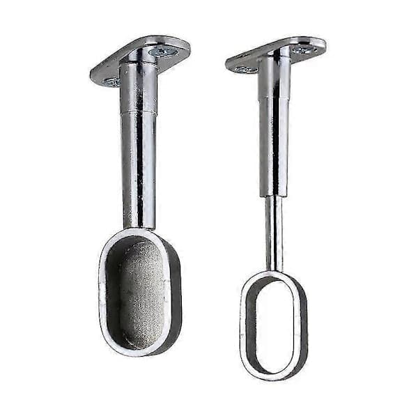 Garderobsstång Centralstöd för Takmontering - Garderobsstångsstöd för Oval Garderobsstång - Klädstångsfäste 30 x 16 mm - Kromstål - 1 Styck