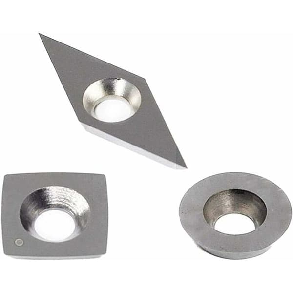 3 pcs Carbide Inserts for Woodturning Lathes (Includes 11mm Square with Radius, 12mm Round, 28X10mm Diamond with Point)