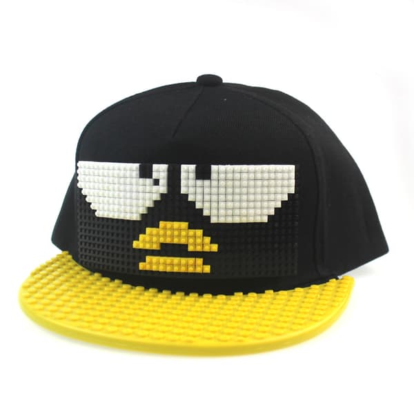 New Duck Hip Hop Hat DIY Flat Brim Pixel Puzzle Building Block Kids Hat Maxi Pattern Hat