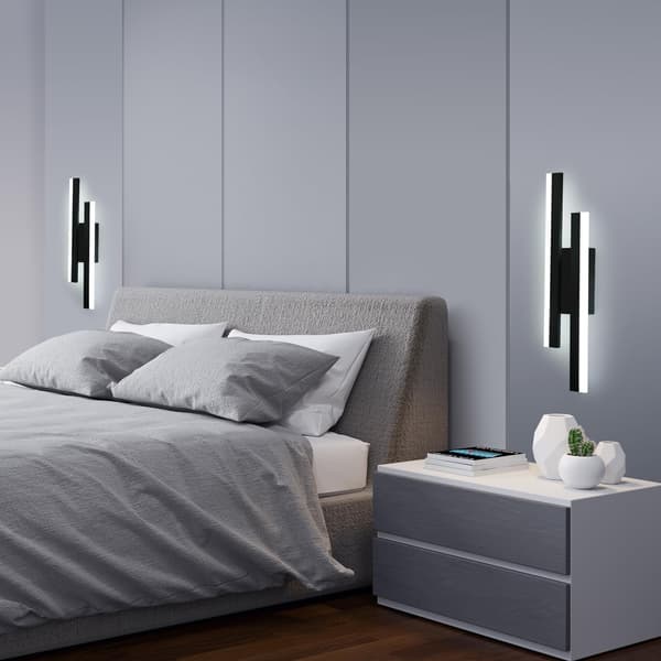 Modern 50cm LED Wall Light, 16W Creative Long Parallel Design, 3 Color Temperatures 3000K/4000K/6000K, Black-FX-