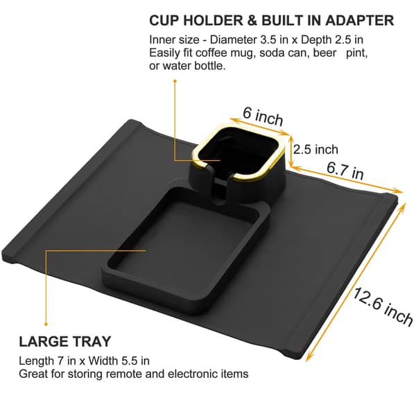 Koppholder for sofa, sofakoppholder silikon sølesikker, svart