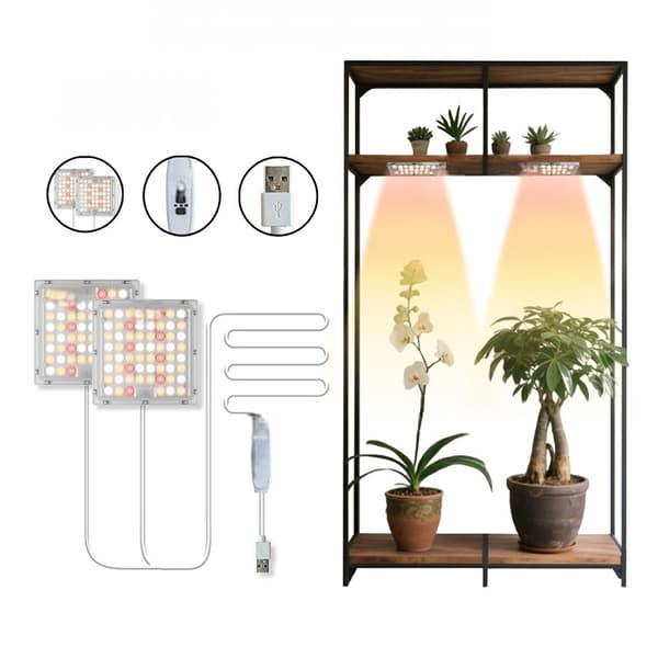 Dobbelt Hoved LED Vækstlampe Loftarmatur - Fuld Spektrum med Timer for Optimal Plantevækst