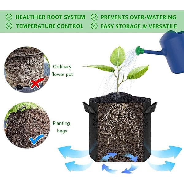 Felt Planting Bag - Ø25*22CM - 6 pieces - 3 gallon