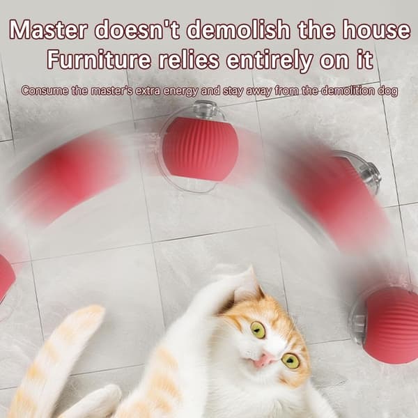 Interactive Cat Toys, Long Tail Ball, Teasing Toy, Motion Activated Electric Rolling Ball, Smart Automatic Teasing Stick, USB Rechargeable