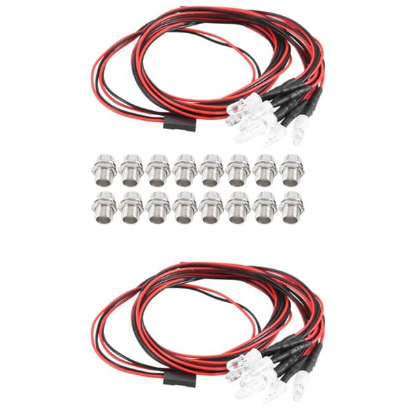 2 stk 8 LED 5 mm frontlykter RC-tilbehør LED-lys for 1/10 Drift Model Car Vehicle, hvit rød og gul