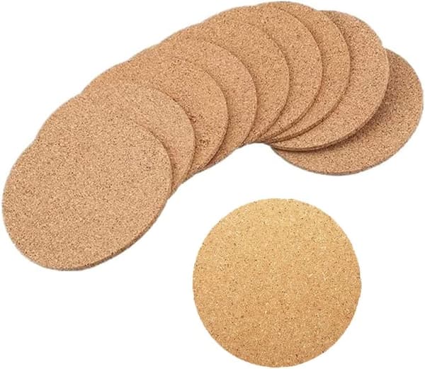 Coaster sæt 10 stk. Kork kopunderlag Genanvendelig måtte til kaffe ølkrus, uden æske