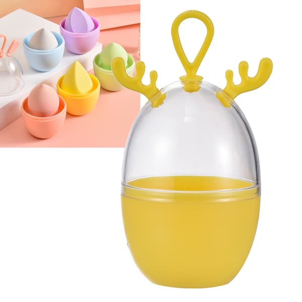 Dustproof Makeup Sponge Holder with Cartoon Motif - Yellow