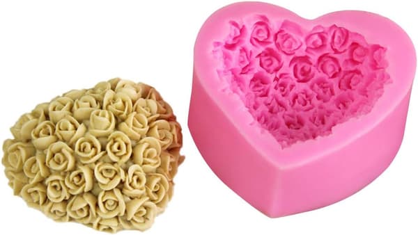 Liten Silikon 3D Roseblomstform Hjerteformet Fondant S DXGHC