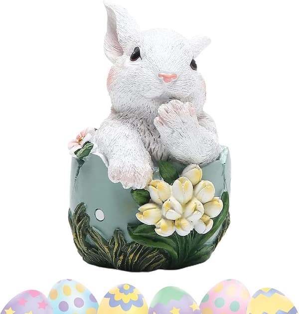 Resin Decorations - Easter Bunny Figurines Cute Modern Easter Statues Table Sculpture