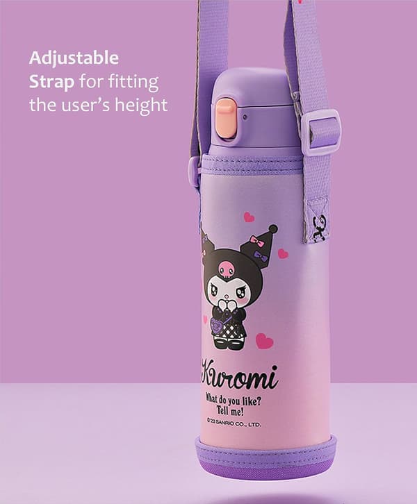 Kuromi Isolert Vannflaske i Rustfritt Stål med Veske 480ml