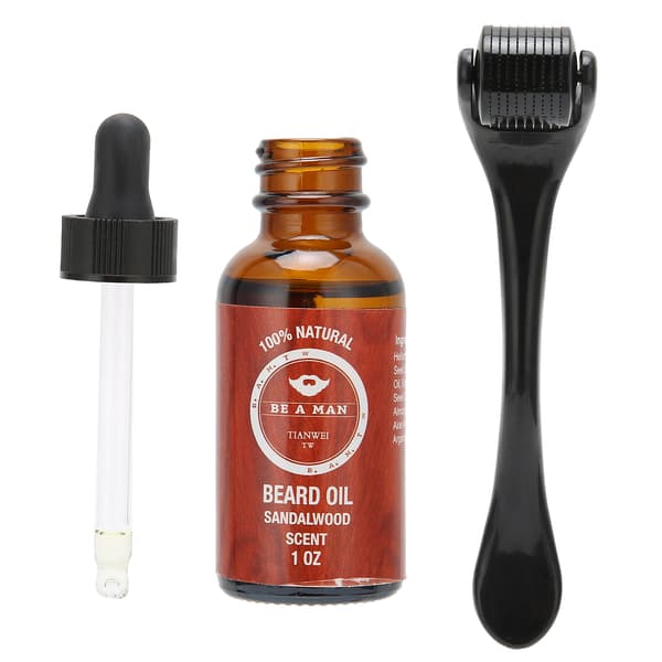 540 Microneedle Roller Beard Oil Set Natural Beard Moustache Growth Oil Roller Kit (30ml)