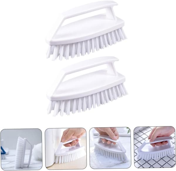 Rengöringsborste med grepp 2-pack i vit plast