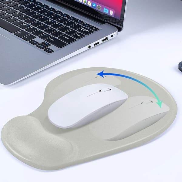 Musematte med håndleddsstøtte, ergonomisk musematte, mus grå