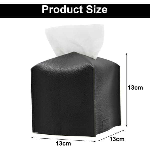 Decorative Black Square PU Leather Tissue Box for Home and Office Decoration