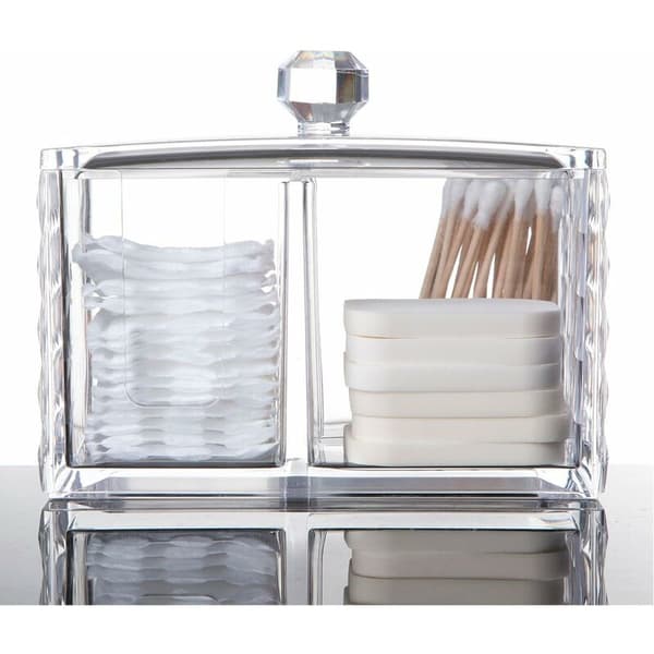 MODOU - Cotton Container Makeup Box Cotton Pad Organizer Tampon Holder Acrylic Cosmetic Storage Box with Lid Cube
