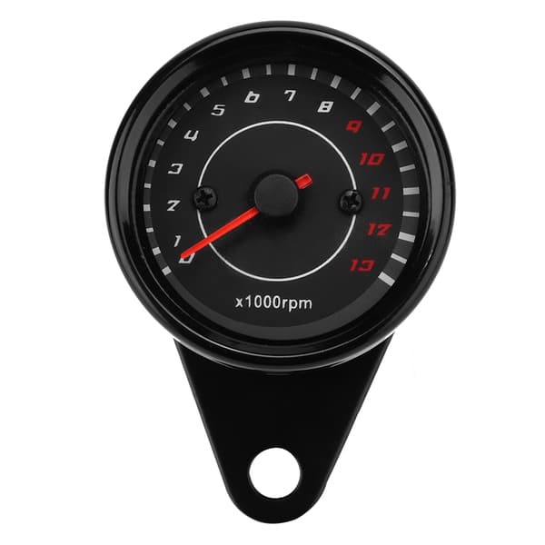 Motorcycle Taillight Tachometer Speedometer Aluminum Gauge Replacement Black Housing Black Dial
