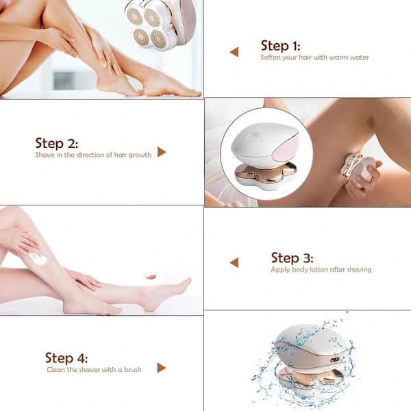 Elektriske barbermaskiner til kvinder, ledningsfri smertefri hårfjerner til ben, bikini, armhule, armhår