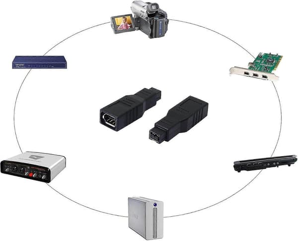 IEEE 1394 Type FireWire 400 til 800 6-bens hun til 9-bens han FW 800 han adapter (2-pak)