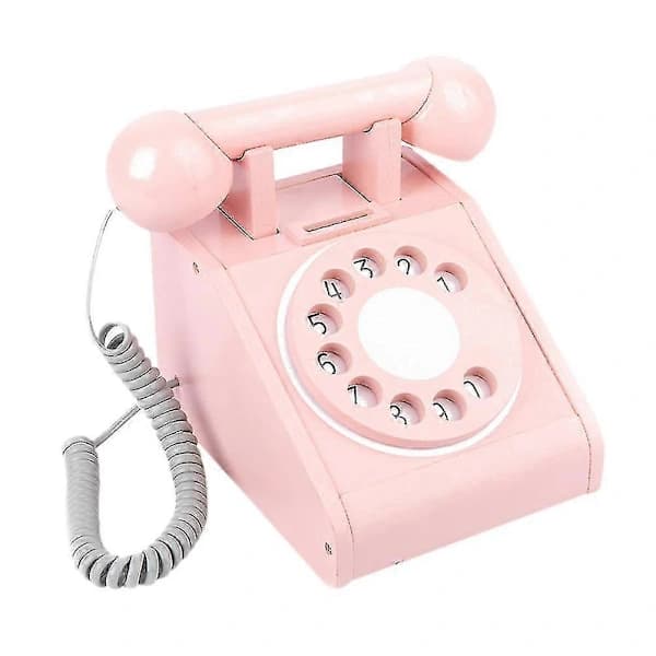 Babylegetøjstelefon Trælegetøjstelefon Retro Telefonlegetøj Legetøjstelefon til Børn Roterende Telefon Legetøjssæt/BL