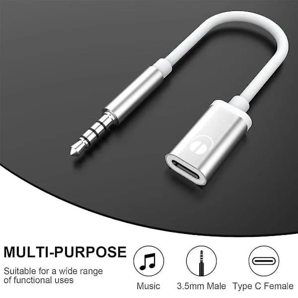 3,5 mm Han til Type C Hun Lydkabel, Analog Lydudgang Hovedtelefonadapter til MP3-afspiller