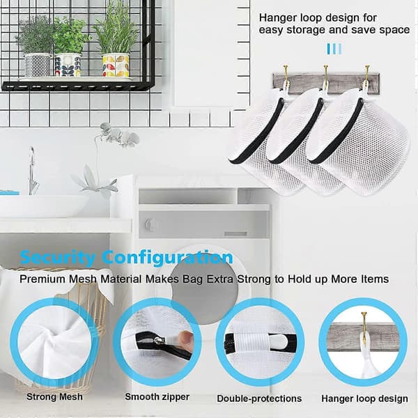 3 Pieces Laundry Net for Bras, Laundry Net with Zipper Washing Net Bags for Washing Machine