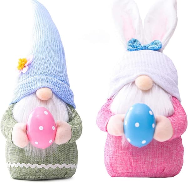 Easter Bunny Gnomes, Plush Dolls, Easter Bunny, Little Men with Easter Eggs, Faceless KLB