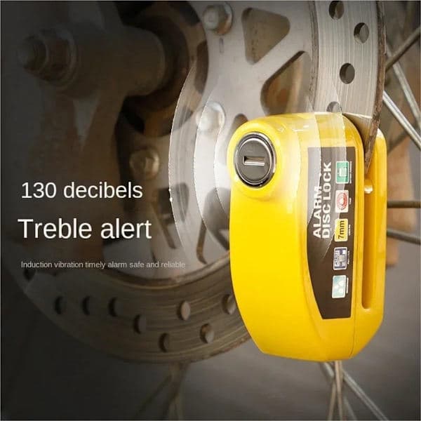 Disc Brake Lock with Alarm, Disc Lock with Alarm, with Reminder Cable, 7mm, Motorcycle Lock, Scooter Lock