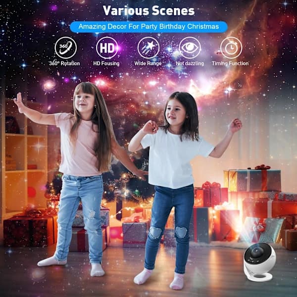 Planetarium Star Projector With 12 Scenes, 360° Rotating Galaxy Night Light for Bedroom, Party and Wedding, USB Powered