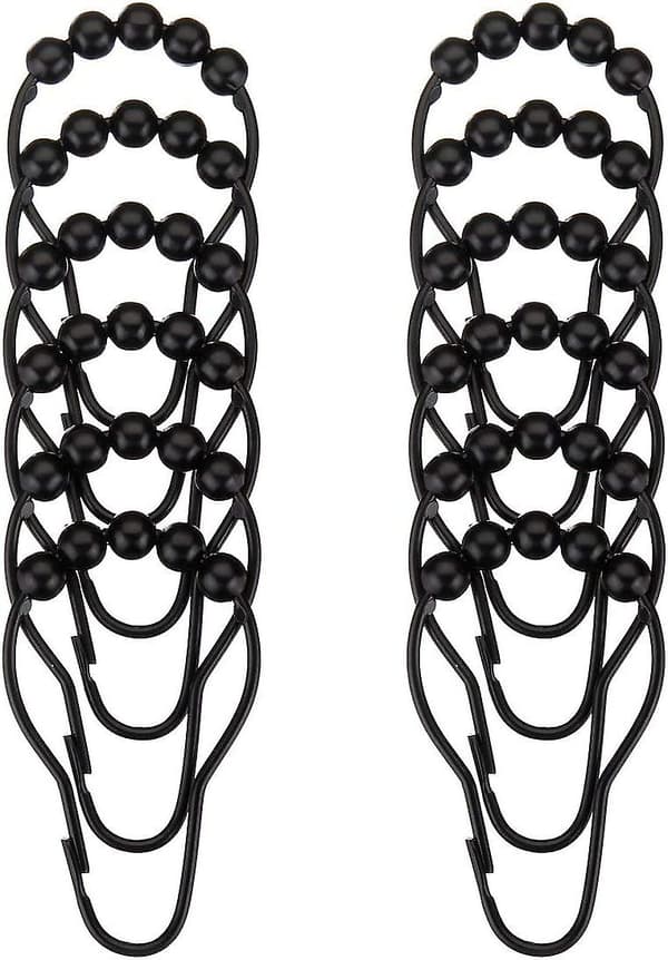 2-pack duschdraperikrokar, rostfritt stål, rostbeständiga duschdraperiringar och krokar - set om 24 - matt svart