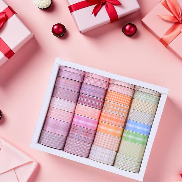 32 rullar rutig Washi-tejp set 2M vardera dekorativ maskeringstejp