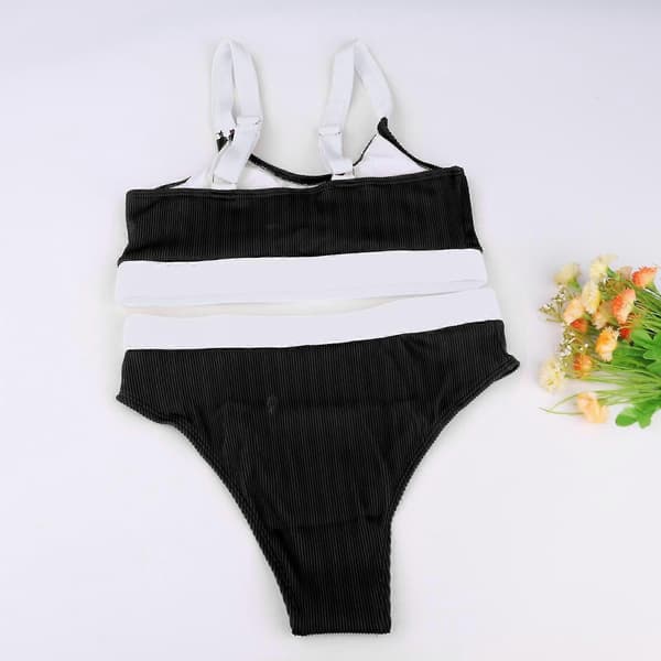 Bikinisæt til kvinder, sommer, strand, badedragt, 2 dele, BH, sort, L